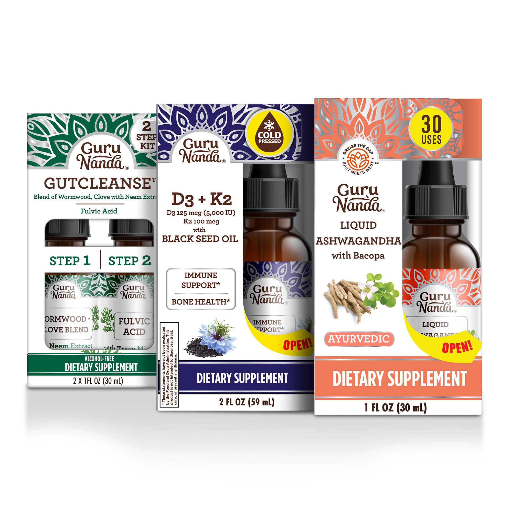 Inner Reset Wellness Kit - Liquid Ashwagandha, Black Seed Oil + GutCleanse