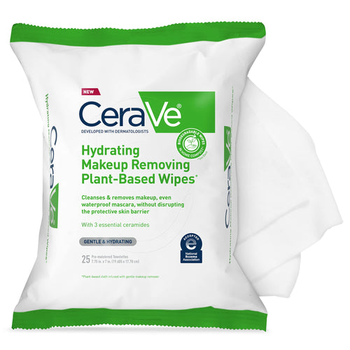 CeraVe Hydrating Facial Cleansing Makeup Remover Wipes - Plant Based Biodegradable